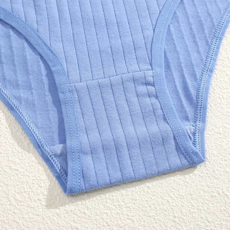 7PCS Women's Seamless Cotton Panties Ladies Low Rise Stripe Underwear Elastic Comfortable Cotton Briefs Breathable Sexy Lingerie