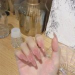 24pcs/Box Long Coffin False Nails Art Rose with Glue Wearable Nude Pink White Color Jelly Nails Tips Full Cover Press on Nails - Image 5