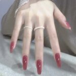 24pcs/Box Long Coffin False Nails Art Rose with Glue Wearable Nude Pink White Color Jelly Nails Tips Full Cover Press on Nails - Image 2