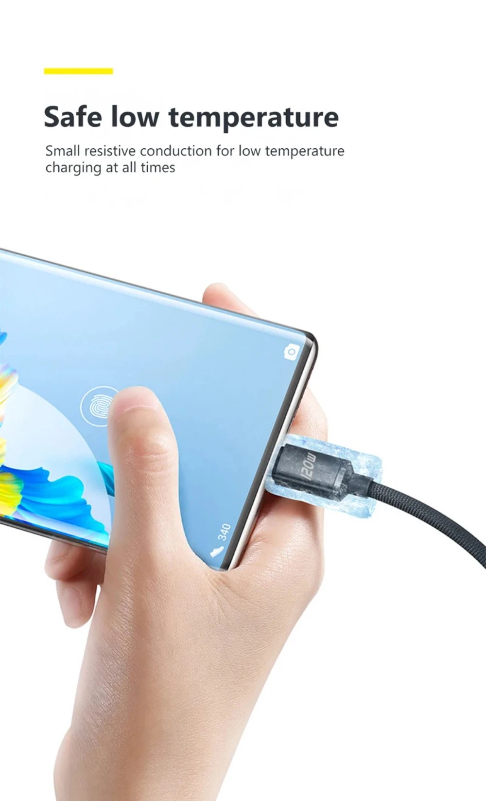 Rocklon 120W 6A Fast Charge USB Type C Quick Charge Cable For Samsung S23 Xiaomi 14 Huawei Phone Fast Charging Cable Data Cables