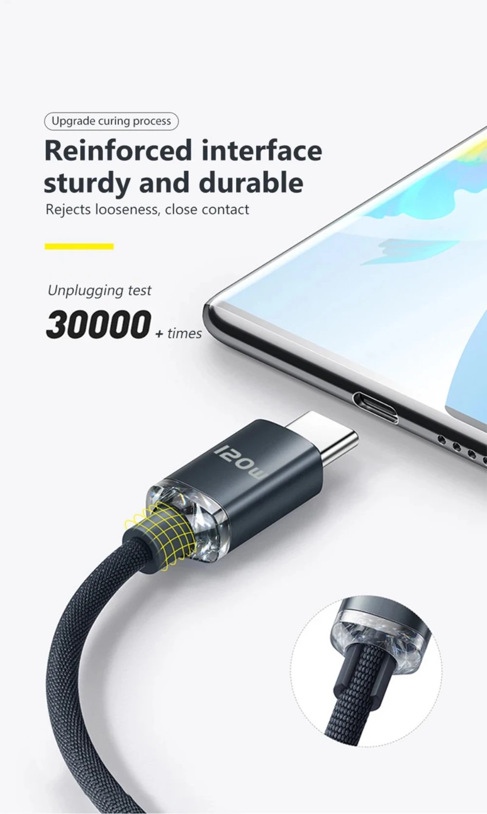 Rocklon 120W 6A Fast Charge USB Type C Quick Charge Cable For Samsung S23 Xiaomi 14 Huawei Phone Fast Charging Cable Data Cables