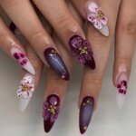 24Pcs Mid-length False Nails with Almond Head Design Brown Gold Lines Fake Nails Oval Wearable French Press on Nail Tips - Image 3