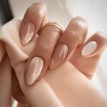 24Pcs Mid-length False Nails with Almond Head Design Brown Gold Lines Fake Nails Oval Wearable French Press on Nail Tips - Image 5