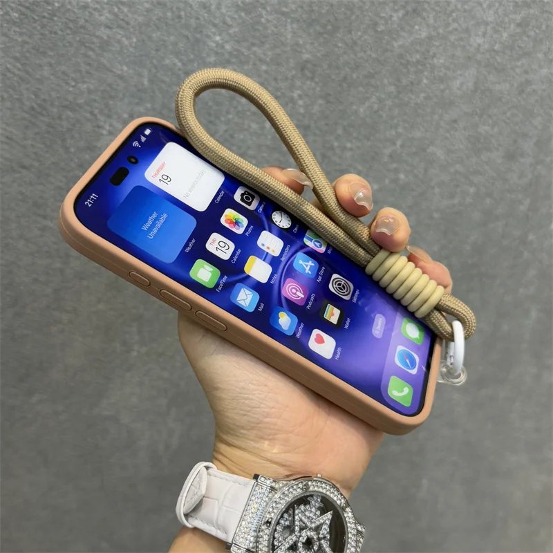 Original Liquid Silicone For Magsafe Case for iPhone 17 16 15 14 Plus 13 12 Pro Max Soft Shockproof Magnetic Lanyard Strap Cover