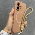 Original Liquid Silicone For Magsafe Case for iPhone 17 16 15 14 Plus 13 12 Pro Max Soft Shockproof Magnetic Lanyard Strap Cover - Image 3