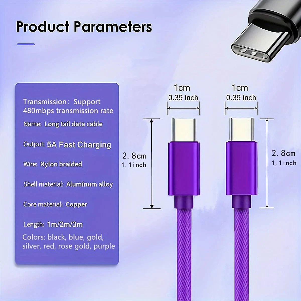 Type C Fast Charging Cable for Iphone 15 16 Pro Max Samsung