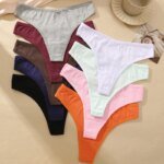 7Pcs/Set Seamless Cotton Panties For Women Sexy Low Waist Cotton Soft Thongs Ladies Solid Color Underpants Breathable G-strings - Image 4