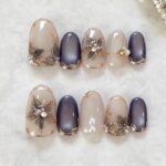 24Pcs Sweet Cool Almond Nail Set Press on Acrylic Nails 3D Floral Butterfly Fake Nail Full Cover French Tip Artificial Nails Art - Image 6