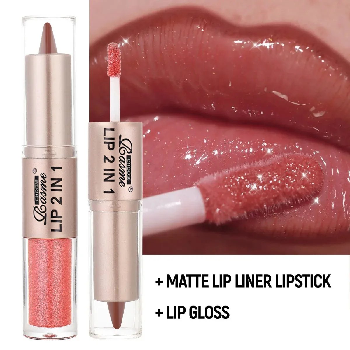 2IN1 Tapered Gradient Lipliner Pen Nude Brown Mirror Glass Lip Gloss Matte Lip Liner Waterproof Lip Contour Non Stick Makeup 2IN1 Tapered Gradient Lipliner Pen Nude Brown Mirror Glass Lip Gloss Matte Lip Liner Waterproof Lip Contour Non Stick Makeup