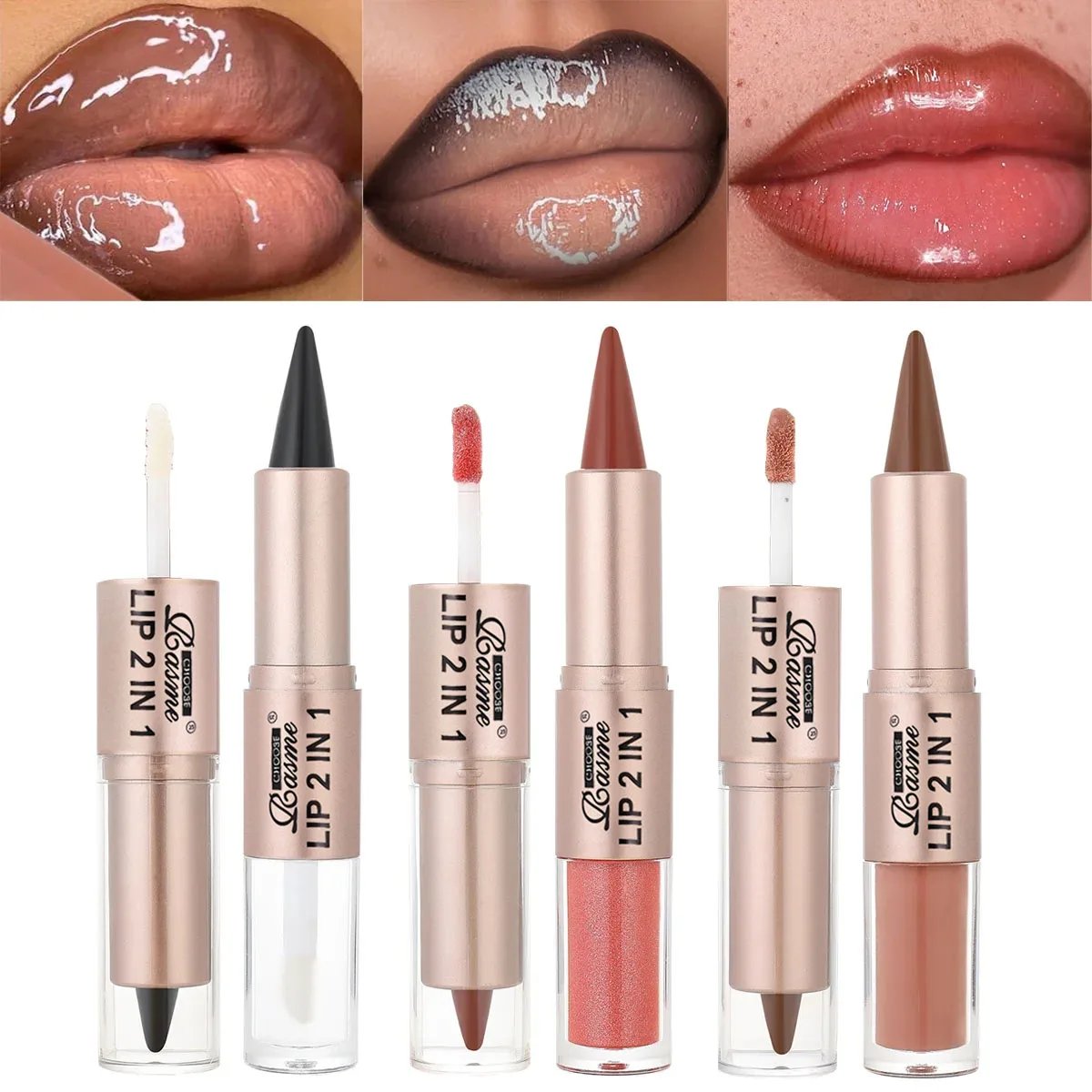 2IN1 Tapered Gradient Lipliner Pen Nude Brown Mirror Glass Lip Gloss Matte Lip Liner Waterproof Lip Contour Non Stick Makeup 2IN1 Tapered Gradient Lipliner Pen Nude Brown Mirror Glass Lip Gloss Matte Lip Liner Waterproof Lip Contour Non Stick Makeup