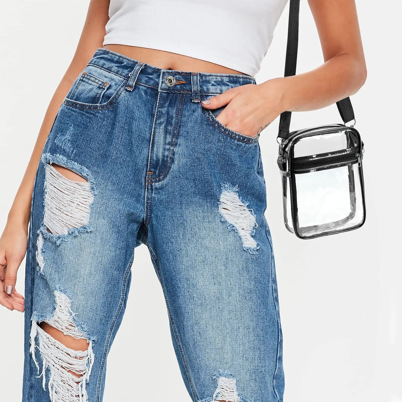 Women Clear Shoulder Bag Stadium Approved PVC Concert Transparent Purse Simple Crossbody Bag With Front Pocket Casual Handbag Women Clear Shoulder Bag Stadium Approved PVC Concert Transparent Purse Simple Crossbody Bag With Front Pocket Casual Handbag