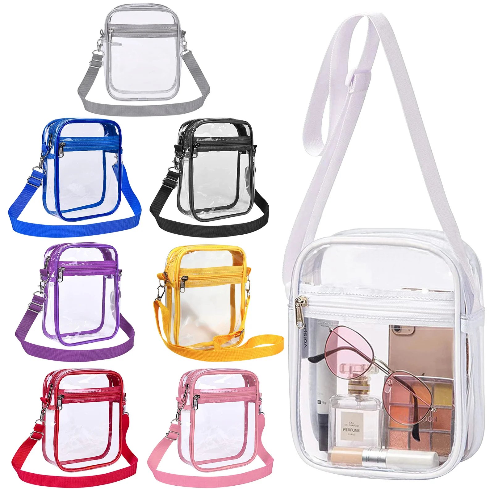 Women Clear Shoulder Bag Stadium Approved PVC Concert Transparent Purse Simple Crossbody Bag With Front Pocket Casual Handbag Women Clear Shoulder Bag Stadium Approved PVC Concert Transparent Purse Simple Crossbody Bag With Front Pocket Casual Handbag
