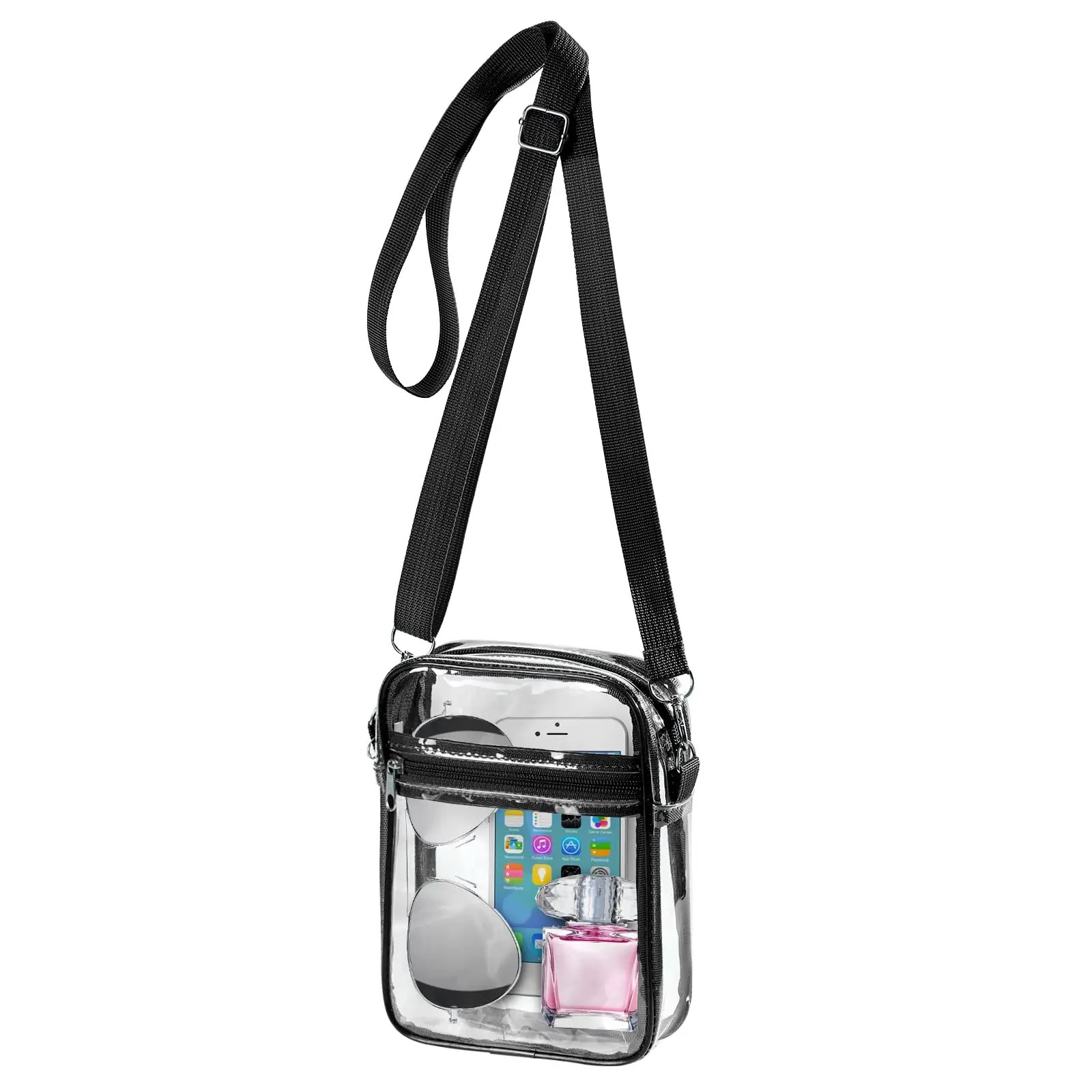 Women Clear Shoulder Bag Stadium Approved PVC Concert Transparent Purse Simple Crossbody Bag With Front Pocket Casual Handbag Women Clear Shoulder Bag Stadium Approved PVC Concert Transparent Purse Simple Crossbody Bag With Front Pocket Casual Handbag