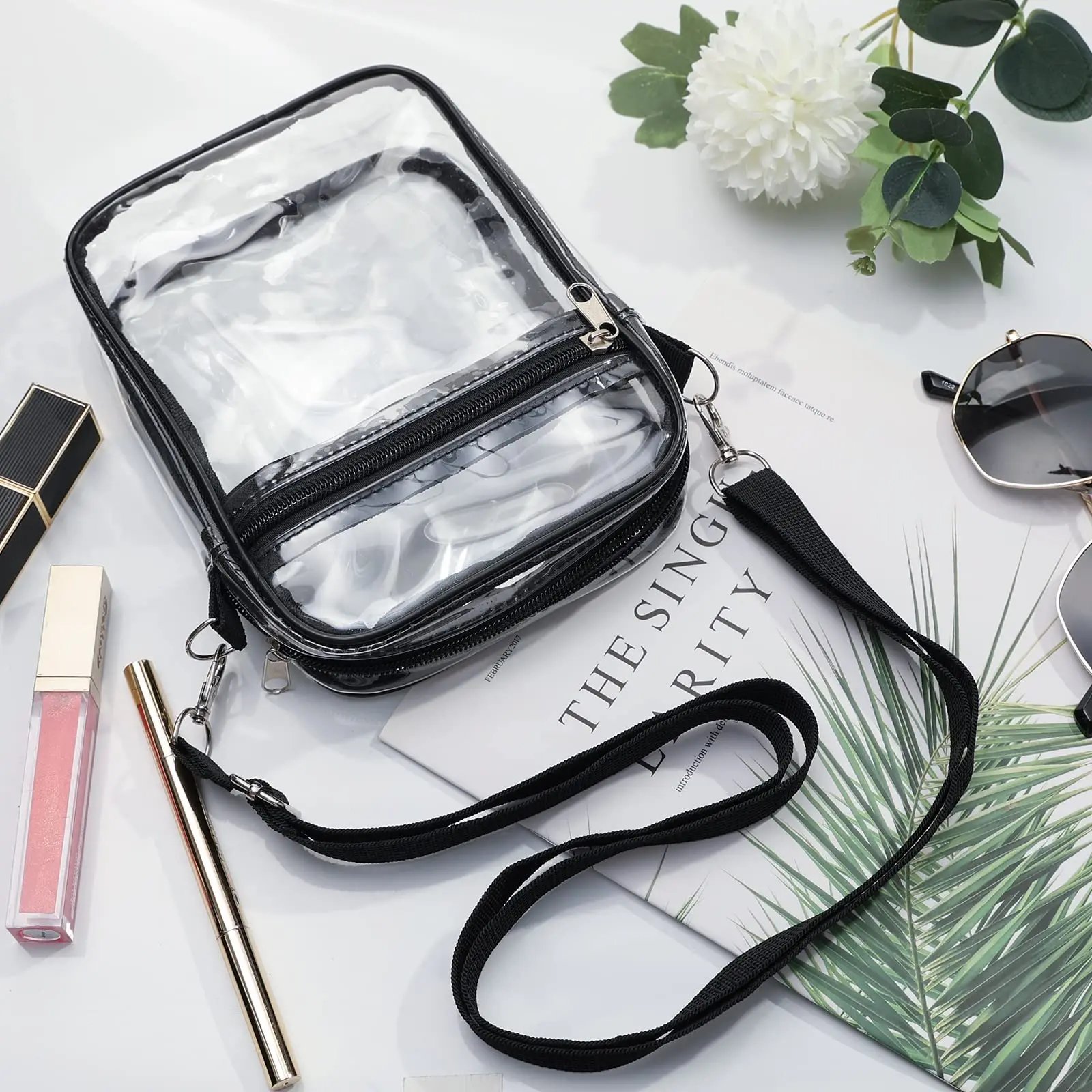 Women Clear Shoulder Bag Stadium Approved PVC Concert Transparent Purse Simple Crossbody Bag With Front Pocket Casual Handbag Women Clear Shoulder Bag Stadium Approved PVC Concert Transparent Purse Simple Crossbody Bag With Front Pocket Casual Handbag