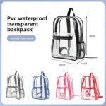 Clear Transparent Pvc Backpack Large Capacity Air Cushion Strap Waterproof Wear Resistant Unisex Kids School Bag For Travel Use - Image 2