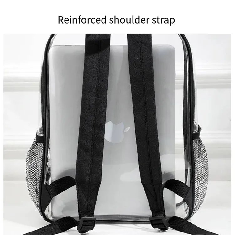 Clear Transparent Pvc Backpack Large Capacity Air Cushion Strap Waterproof Wear Resistant Unisex Kids School Bag For Travel Use Clear Transparent Pvc Backpack Large Capacity Air Cushion Strap Waterproof Wear Resistant Unisex Kids School Bag For Travel Use