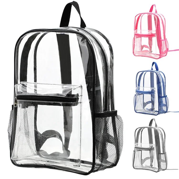 Clear Transparent Pvc Backpack Large Capacity Air Cushion Strap Waterproof Wear Resistant Unisex Kids School Bag For Travel Use Clear Transparent Pvc Backpack Large Capacity Air Cushion Strap Waterproof Wear Resistant Unisex Kids School Bag For Travel Use