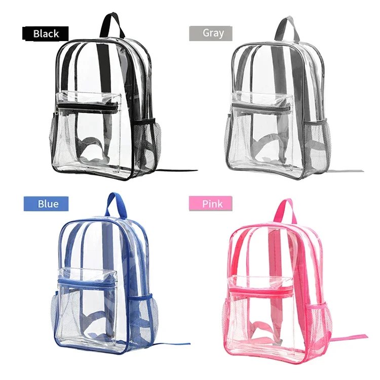 Clear Transparent Pvc Backpack Large Capacity Air Cushion Strap Waterproof Wear Resistant Unisex Kids School Bag For Travel Use Clear Transparent Pvc Backpack Large Capacity Air Cushion Strap Waterproof Wear Resistant Unisex Kids School Bag For Travel Use