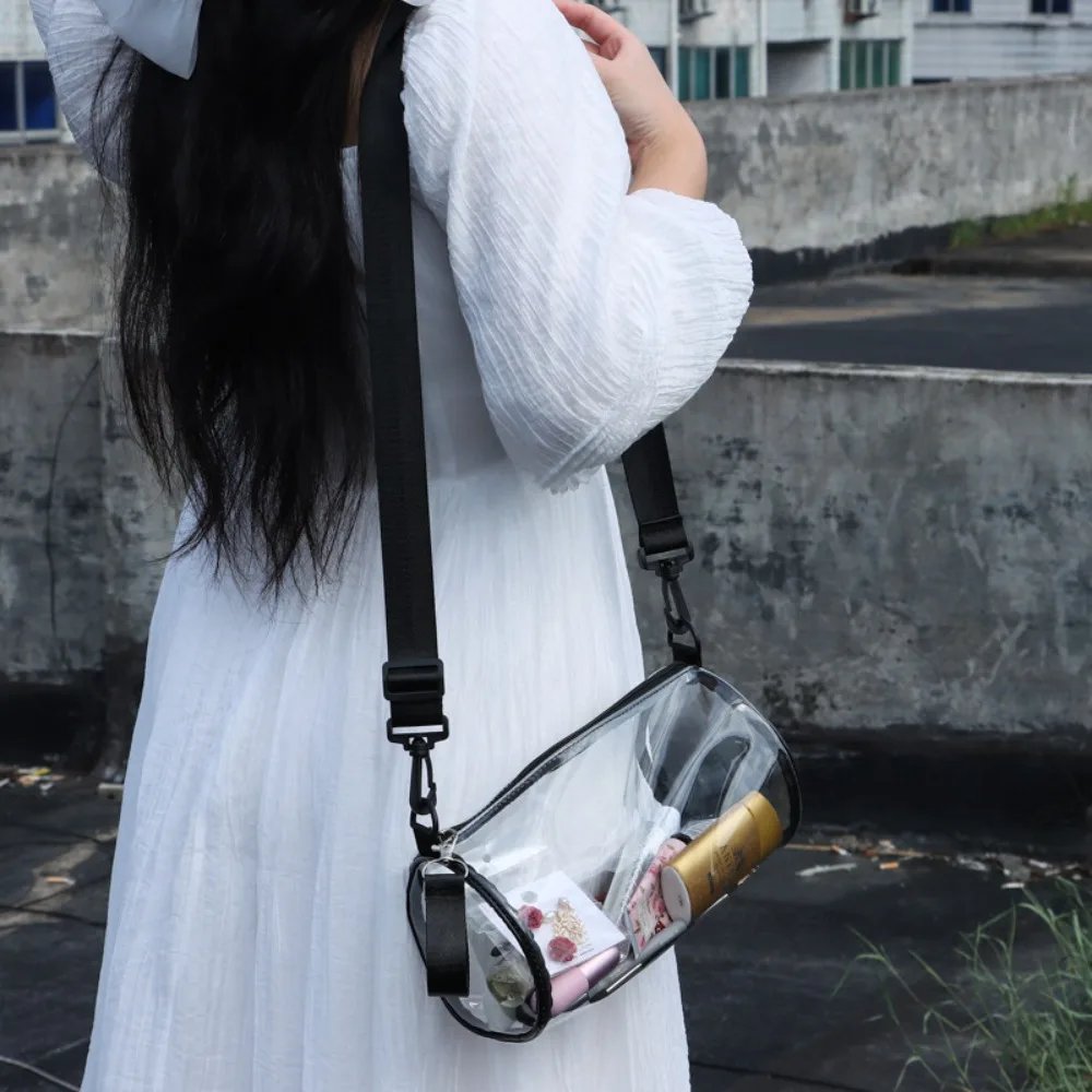 Fashion PVC Jelly Shoulder Messenger Bag Cylindrical Waterproof Clear Bag Purse Stadium Approved Sport Bag Outdoors