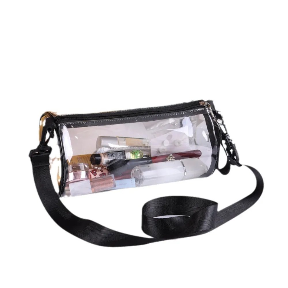 Fashion PVC Jelly Shoulder Messenger Bag Cylindrical Waterproof Clear Bag Purse Stadium Approved Sport Bag Outdoors