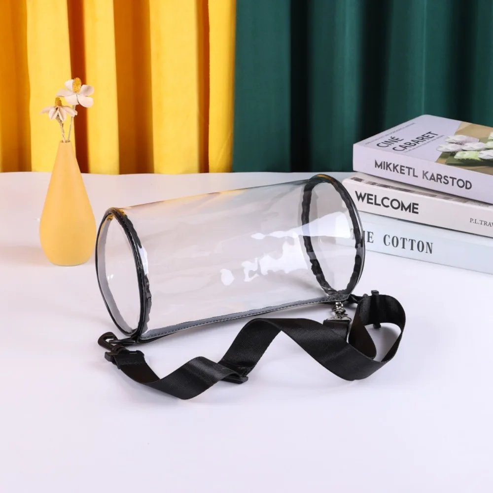Fashion PVC Jelly Shoulder Messenger Bag Cylindrical Waterproof Clear Bag Purse Stadium Approved Sport Bag Outdoors