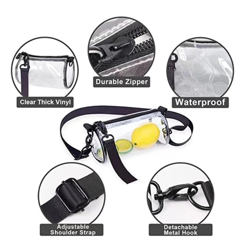 Fashion PVC Jelly Shoulder Messenger Bag Cylindrical Waterproof Clear Bag Purse Stadium Approved Sport Bag Outdoors