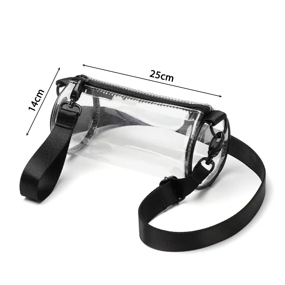Fashion PVC Jelly Shoulder Messenger Bag Cylindrical Waterproof Clear Bag Purse Stadium Approved Sport Bag Outdoors