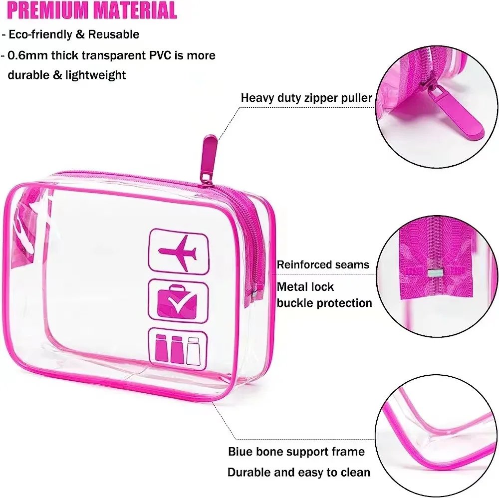 Clear Makeup Bag with Zippers Transparent Organizer Cosmetic Bags for Vacation Business Trip Airport Bathroom Clear Makeup Bag with Zippers Transparent Organizer Cosmetic Bags for Vacation Business Trip Airport Bathroom