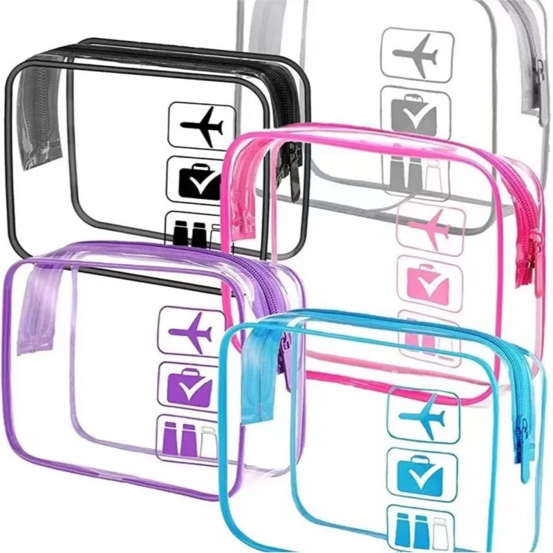16722-ezcasf.jpg Clear Makeup Bag with Zippers Transparent Organizer Cosmetic Bags for Vacation Business Trip Airport Bathroom - Image 1