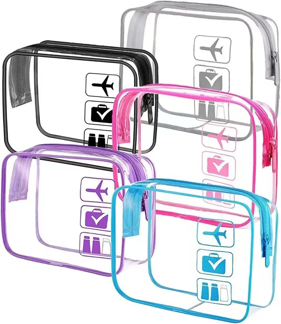 Clear Makeup Bag with Zippers Transparent Organizer Cosmetic Bags for Vacation Business Trip Airport Bathroom Clear Makeup Bag with Zippers Transparent Organizer Cosmetic Bags for Vacation Business Trip Airport Bathroom