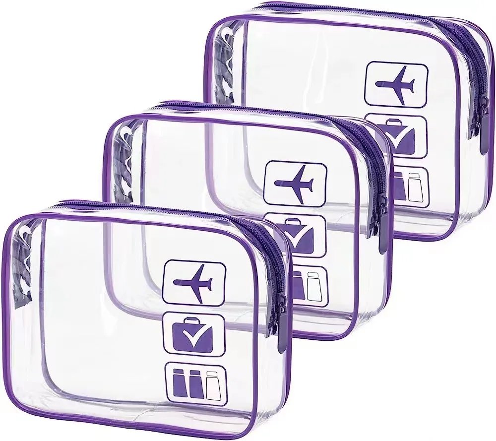 Clear Makeup Bag with Zippers Transparent Organizer Cosmetic Bags for Vacation Business Trip Airport Bathroom Clear Makeup Bag with Zippers Transparent Organizer Cosmetic Bags for Vacation Business Trip Airport Bathroom