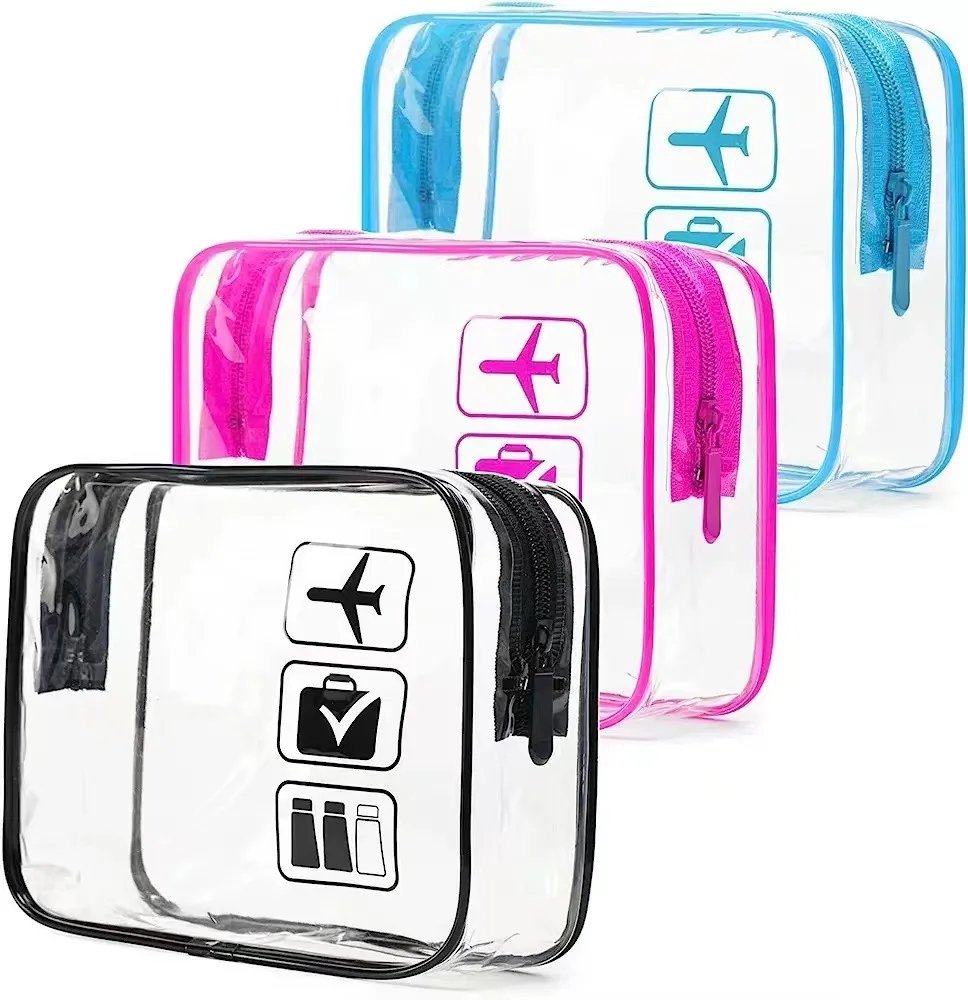 Clear Makeup Bag with Zippers Transparent Organizer Cosmetic Bags for Vacation Business Trip Airport Bathroom Clear Makeup Bag with Zippers Transparent Organizer Cosmetic Bags for Vacation Business Trip Airport Bathroom
