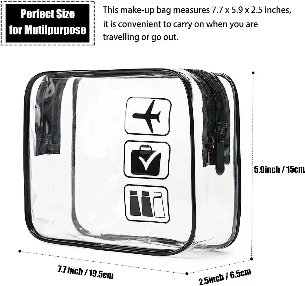 Clear Makeup Bag with Zippers Transparent Organizer Cosmetic Bags for Vacation Business Trip Airport Bathroom Clear Makeup Bag with Zippers Transparent Organizer Cosmetic Bags for Vacation Business Trip Airport Bathroom