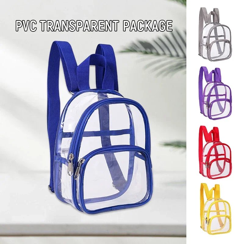 Pvc Transparent Bag Clear Travel Backpack Shoulder Bag Strap Book Sports Field Approved Waterproof Mini Travel Schoolbag for Kid Pvc Transparent Bag Clear Travel Backpack Shoulder Bag Strap Book Sports Field Approved Waterproof Mini Travel Schoolbag for Kid