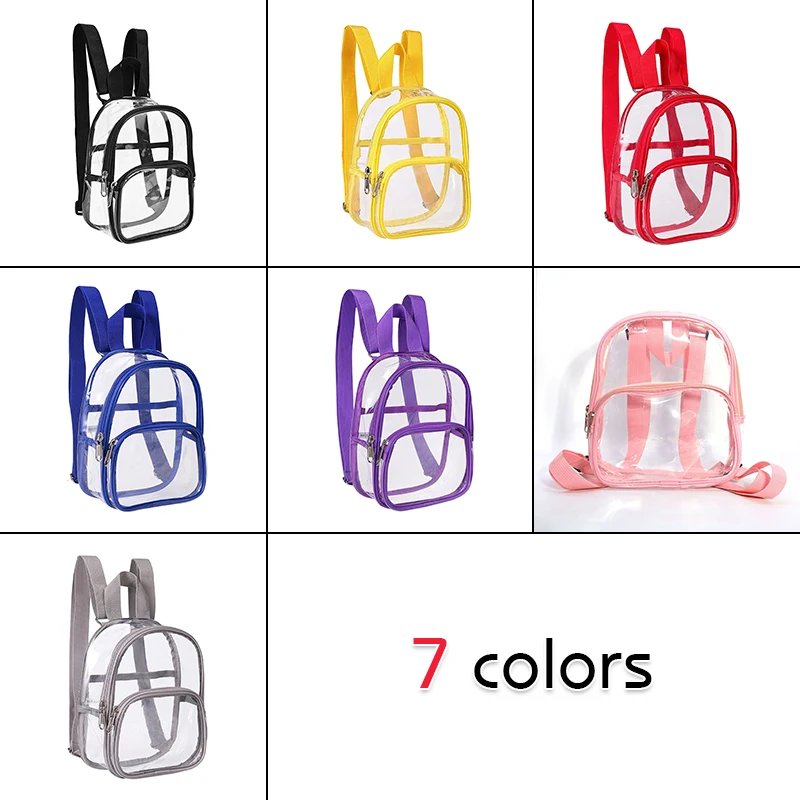 Pvc Transparent Bag Clear Travel Backpack Shoulder Bag Strap Book Sports Field Approved Waterproof Mini Travel Schoolbag for Kid Pvc Transparent Bag Clear Travel Backpack Shoulder Bag Strap Book Sports Field Approved Waterproof Mini Travel Schoolbag for Kid