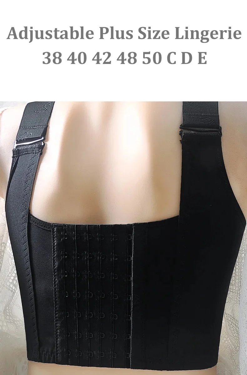 Wireless Push Up Bras for Women Full Coverage Solid Underwear Female Adjustable Plus Size Lingerie 38 40 42 48 50 C D E
