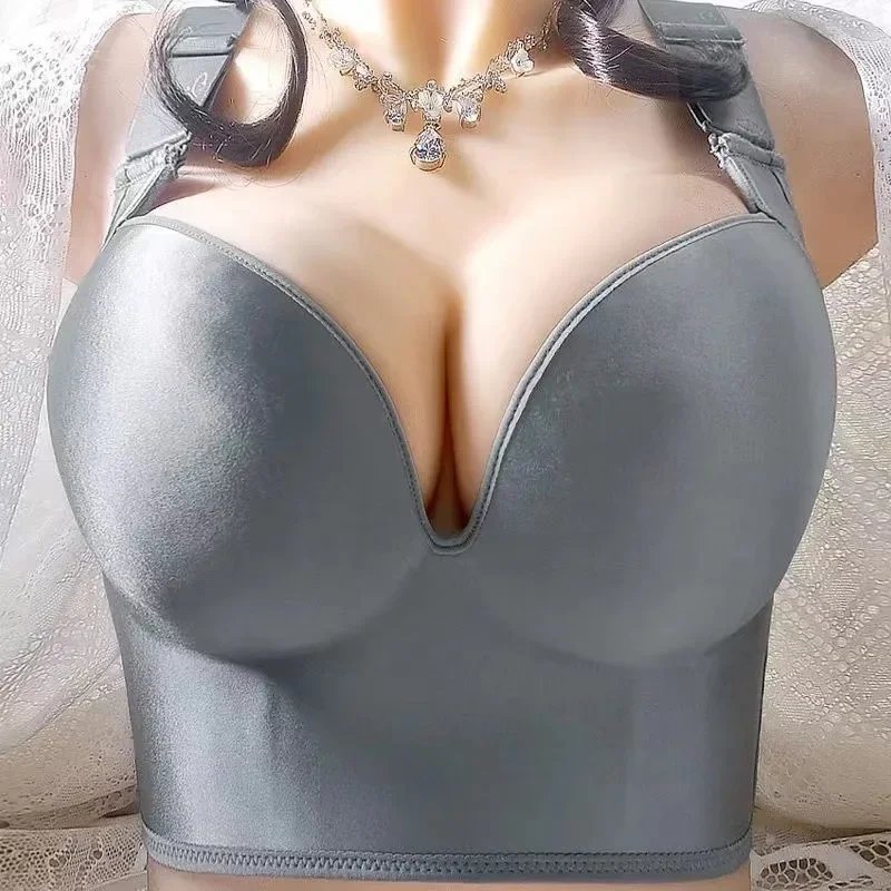 Wireless Push Up Bras for Women Full Coverage Solid Underwear Female Adjustable Plus Size Lingerie 38 40 42 48 50 C D E