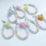 Colorful Flower Keyring Beaded Chain Keychain Keys Accessories For Phone Pendnat Anti-lost Lanyard Hand-held Chain Wrist Pendant - Image 6
