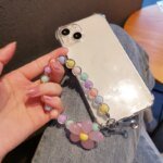 Colorful Flower Keyring Beaded Chain Keychain Keys Accessories For Phone Pendnat Anti-lost Lanyard Hand-held Chain Wrist Pendant - Image 4