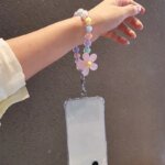 Colorful Flower Keyring Beaded Chain Keychain Keys Accessories For Phone Pendnat Anti-lost Lanyard Hand-held Chain Wrist Pendant - Image 3
