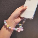Colorful Flower Keyring Beaded Chain Keychain Keys Accessories For Phone Pendnat Anti-lost Lanyard Hand-held Chain Wrist Pendant - Image 5