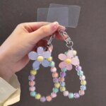 Colorful Flower Keyring Beaded Chain Keychain Keys Accessories For Phone Pendnat Anti-lost Lanyard Hand-held Chain Wrist Pendant - Image 2