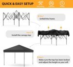 10x10 FT Pop Up Canopy Tent, Black Heavy Duty Waterproof Gazebo Shelter with Wheeled Carry Bag Portable Instant Sun Shade for Outdoor Parties, Events & Camping,Patio, Garden, Beach - Image 6