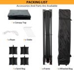 10x10 FT Pop Up Canopy Tent, Black Heavy Duty Waterproof Gazebo Shelter with Wheeled Carry Bag Portable Instant Sun Shade for Outdoor Parties, Events & Camping,Patio, Garden, Beach - Image 5