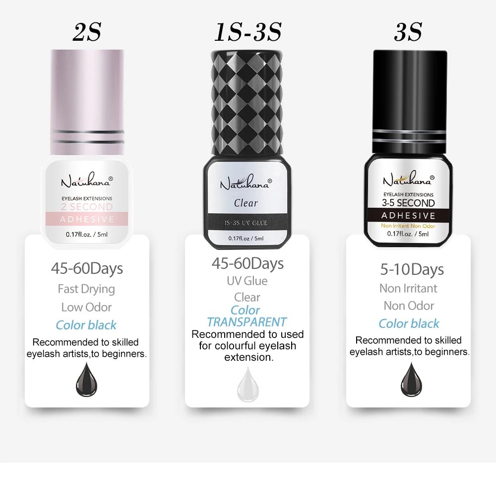 Professional 5ml 0.3S 0.5S 1S 2S 3S Eyelash Glue Fast Drying Strong False Eye Lash Extension Glue Adhesive Professional 5ml 0.3S 0.5S 1S 2S 3S Eyelash Glue Fast Drying Strong False Eye Lash Extension Glue Adhesive