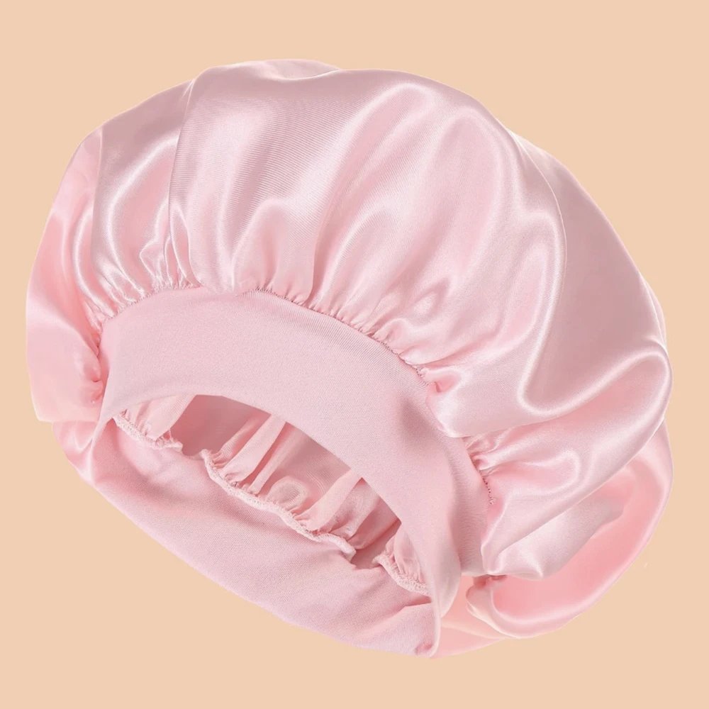 1pc Women's Solid Color Satin Wide-Brimmed Shower Cap, Suitable For Daily Use Silk Bonnet Satin Bonnet 1pc Women's Solid Color Satin Wide-Brimmed Shower Cap, Suitable For Daily Use Silk Bonnet Satin Bonnet