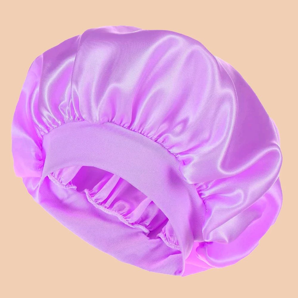 1pc Women's Solid Color Satin Wide-Brimmed Shower Cap, Suitable For Daily Use Silk Bonnet Satin Bonnet 1pc Women's Solid Color Satin Wide-Brimmed Shower Cap, Suitable For Daily Use Silk Bonnet Satin Bonnet