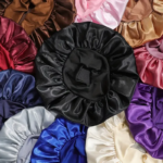 1pc Women's Solid Color Satin Wide-Brimmed Shower Cap, Suitable For Daily Use Silk Bonnet Satin Bonnet - Image 3