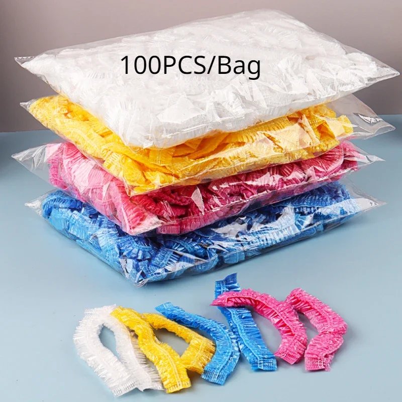18127-k4vcne.jpg Disposable Shower Cap Covers Sauna Accessories Transparent and Waterproof Disposable Hair Caps Bathroom Products Home - Image 1