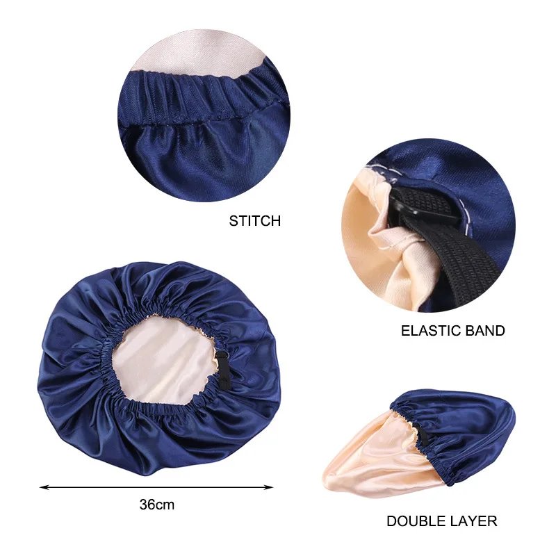 Satin Bonnet For Sleeping Adjustable Silk Bonnet For Curly Hair Bonnets Double Layer Large Satin Lined Sleep Cap For Women Satin Bonnet For Sleeping Adjustable Silk Bonnet For Curly Hair Bonnets Double Layer Large Satin Lined Sleep Cap For Women